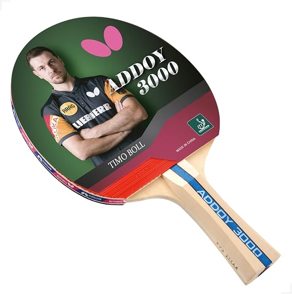 Butterfly Addoy Table Tennis Racket Table Tennis Paddle with Smooth Rubber - Great Beginner Ping Pong Racket - ITTF Approved Butterfly Ping Pong Paddle - Choose 1000, 2000, or 3000 Ping Pong Racket Models