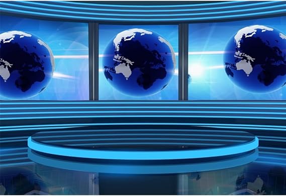 Leowefowa 5x3ft Studio TV Backdrop Interior Broadcasting Backdrops for Photography Global News Reportage Screen Conference Vinyl Photo Background Girls Person Studio Props