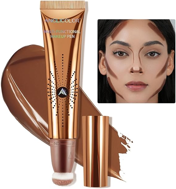 Anglicolor Contour Stick With Cushion Applicator,Cream Bronzer Stick | Liquid Bronzer Contour Wand Long Lasting Smooth Lightweight,Vegan & Cruelty-Free (02#FAIR/MEDIUM)
