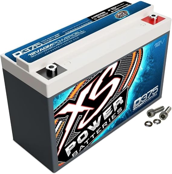 XS Power D375 800 Amp AGM Battery with M6 Terminal Hardware - 12 Volt 17Ah 300CA Deep Cycle AGM Powercell for Car Audio Stereo Systems - 11.5 lbs, Maintenance Free, Sealed Design