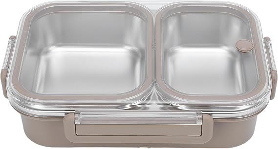 Lunch Box 1.2 L Food Container with 2 Compartments Stainless Steel for Hot Food Leak-Proof Portable Lunch Box for Men Women Work Food Walking