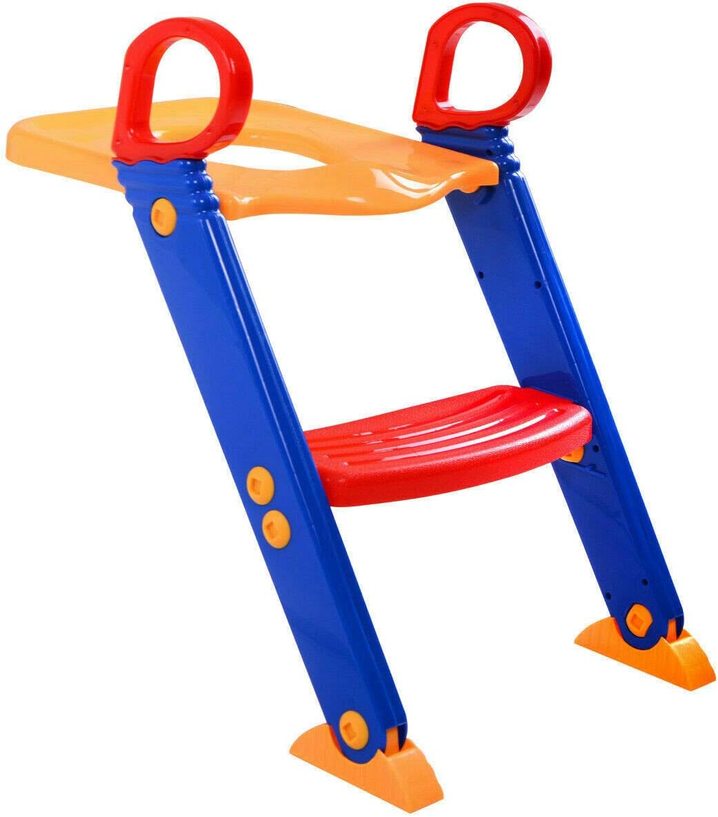 Folding Baby Kids/Toddler/Child Toilet Potty Training Step Ladder Bathroom SEAT Steps Assistant Potty for Toddler Child Toilet Trainer with Safety Handle