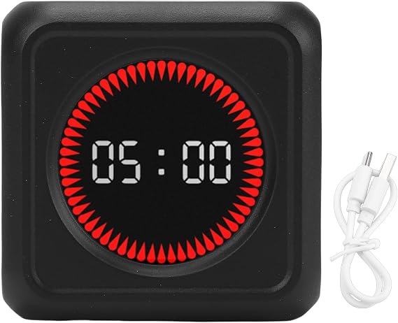 Productivity Visual Timer, Cube Gravity Sensor Countdown Countup Desk Timer with 4 Preset Modes Customizable Time Silent Flash Screen for Work Study Cooking ABS LCD 53x53x40mm (Black)
