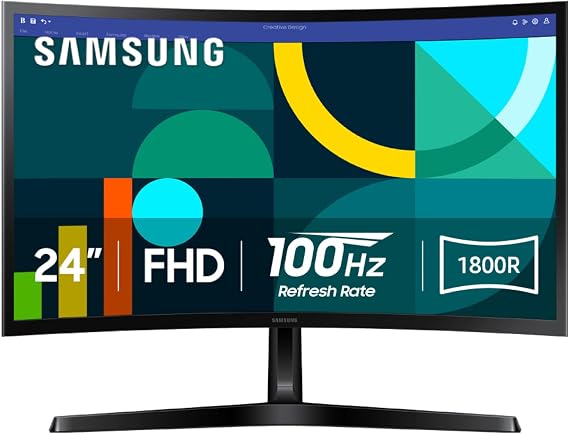 Samsung 24" Essential S3 (S36GD) Series FHD 1800R Curved Computer Monitor
