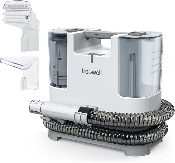 ECOWELL Portable Upholstery Carpet Cleaner,Wet Dry Deep Cleaning Sofa Carpet Spot Shampooer Machine, Independent Dual Water Tank Design for Spot, Stain,Area Rugs, Cars & More, 12Kpa Suction WDV01