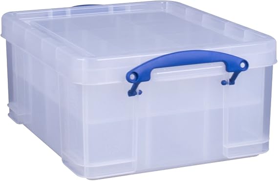 Really Useful Box Plastic Storage 21 Litre with 2 Trays 6 + 12 Compartments Clear