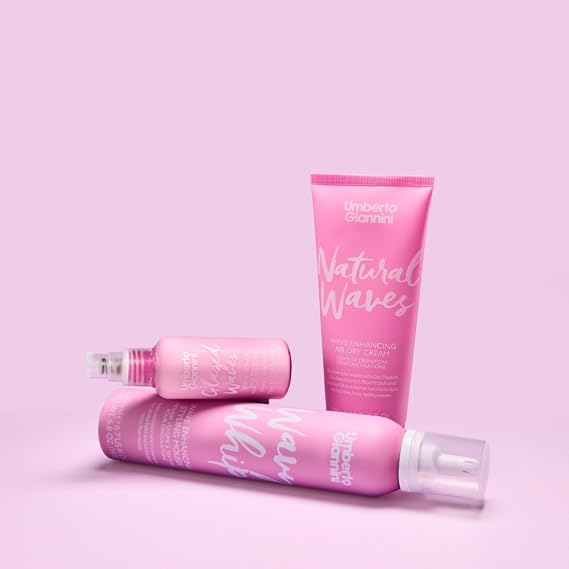 Umberto Giannini Dreamy Waves Natural Waves Styling Routine for Textured Wavy Hair including Mousse, Styling Cream and Serum