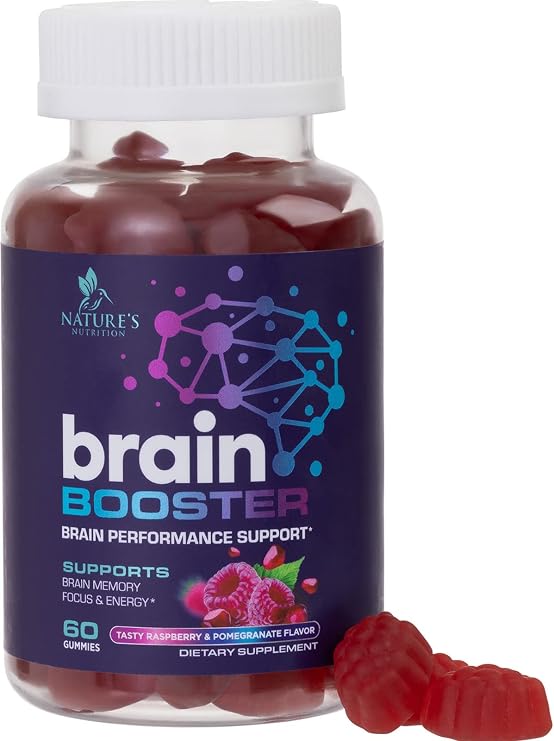 Brain Supplement for Memory & Focus with Nootropics to Support Concentration & Mental Clarity - Cognitive Support & Accuracy with Vitamins B6, B12, Folate & Phosphatidylserine - 60 Gummies