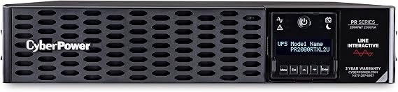 CyberPower PR2000RTXL2UN Smart App Sinewave UPS System, 2000VA/2000W, 8 Outlets, 2U Rack/Tower, RMCARD205 Pre-Installed, EBM Option