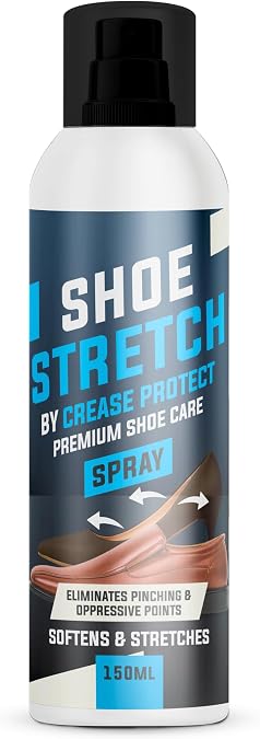 Crease Protect Shoe Stretch Spray | Leather Softener and Shoe Stretcher for Tight Shoes and Boots | Safe for Leather, Suede, Nubuck and Canvas | Eliminates Pressure Points | 150ml