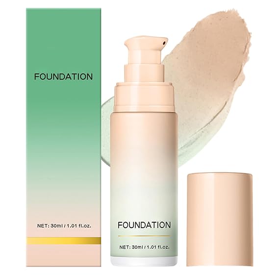 Color Changing Foundation, Color Correcting CC Cream with Centella, Even Red Skin Tone, Lightweight Non-Greasy, Hydrating, Sheer Coverage, Multiuse Face Concealer with Natural Finish(Green)