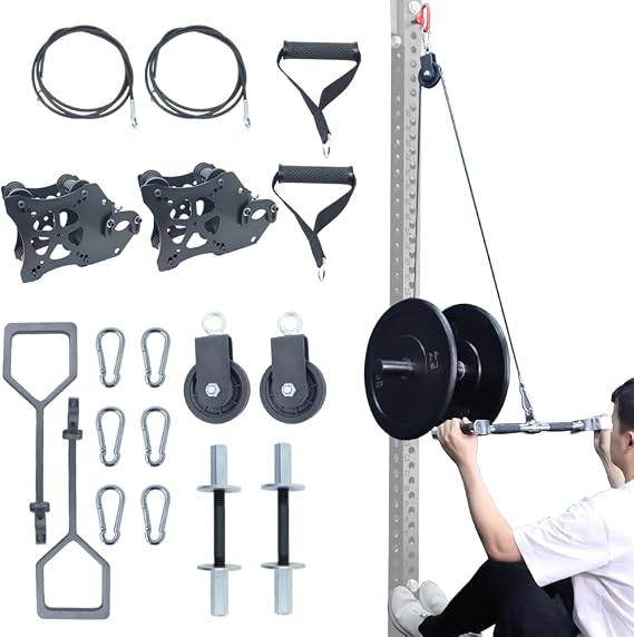 Pulley System Gym Power Rack Attachments Smith Machine Attachments Cable Pulley Attachments for Gym Home Cable Crossover Bench Press Deep Squat for 2" Olympic Barbell 2" Weight Plate