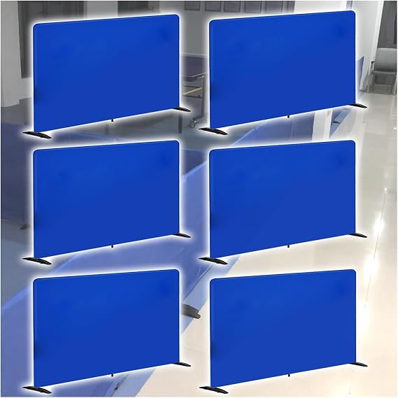 Table Tennis Barrier with Oxford Cloth, Studio/Basement Reusable Court Dividers for Pickleball Courts, Contest Surround Barrier Block for Table Tennis Court, Ready To Install(Blue 6 pcs,55 x 28-3/10 i