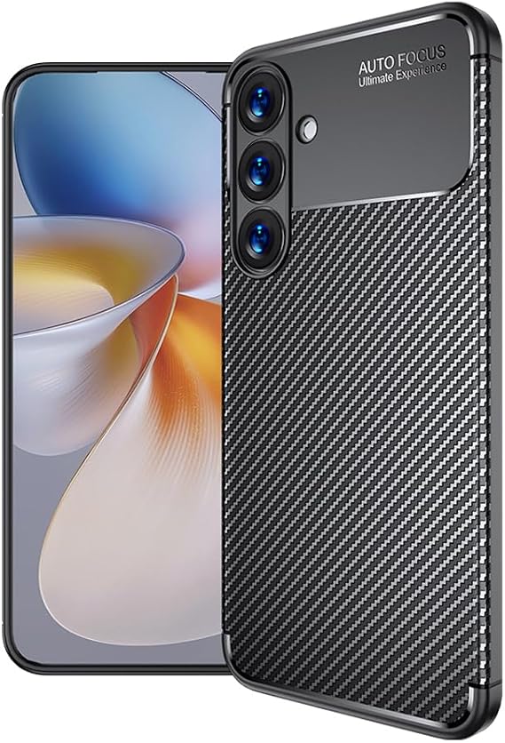 Spia Samsung Galaxy S25 Plus ile Uyumlu Kılıf Siyah Karbon Silikon Orijinal (Samsung Galaxy S25 Plus ile Uyumlu, Siyah)