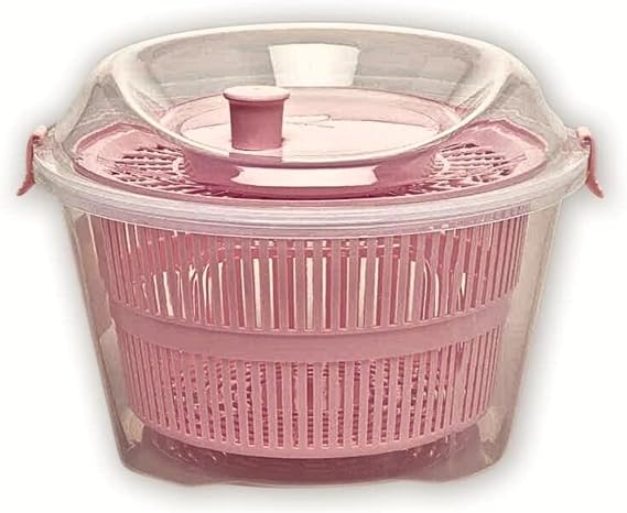 EYNEL Practical Salad Dryer, Vegetable Greens Lettuce Washing and Drying Container with Basin-Shaped Rotisserie (Dried Rose)