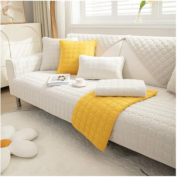 ZTGL Thicken Non-Slip Sofa Cover, Easy-Going Sectional Couch Covers 4/3/2/1 Seater, Washable Sofa Slipcover, Reversible Quilted Furniture Protector,E,1 pc 70x180cm