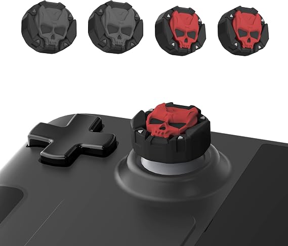 GeekShare Thumb Grip Caps for Steam Deck Joystick,Soft Silicone Anti-Slip Thumbsticks Cover Set Compatible with Steam Deck Only - 2 Pairs/4 PCS (Black & Red)