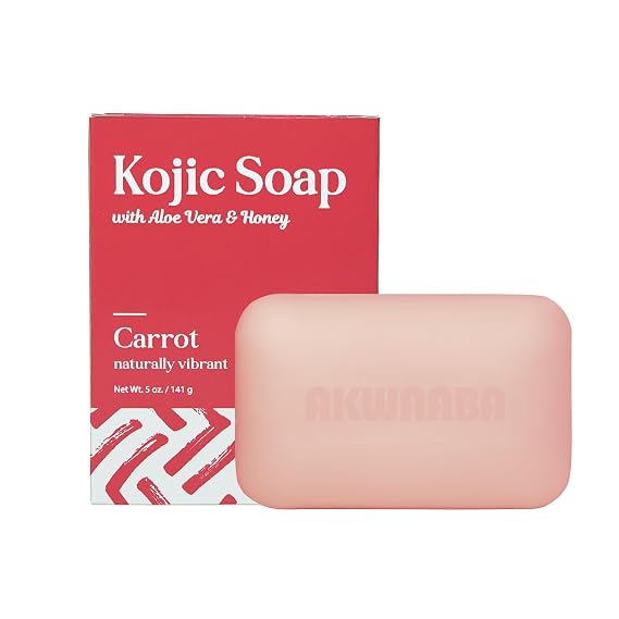 AKWAABA Kojic Acid Soap Bar (Carrot) | 5 oz | Gently Cleansing Bar Soap | With Rice Water | For Daily Skin Care | 142 g