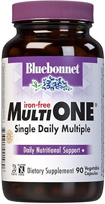 Bluebonnet Nutrition Multi One Iron Free Vegetable Capsules, Complete Full Spectrum Multiple, B Vitamins, General Health, Gluten & Milk Free, Kosher, 3 Month Supply, White, 90 Count