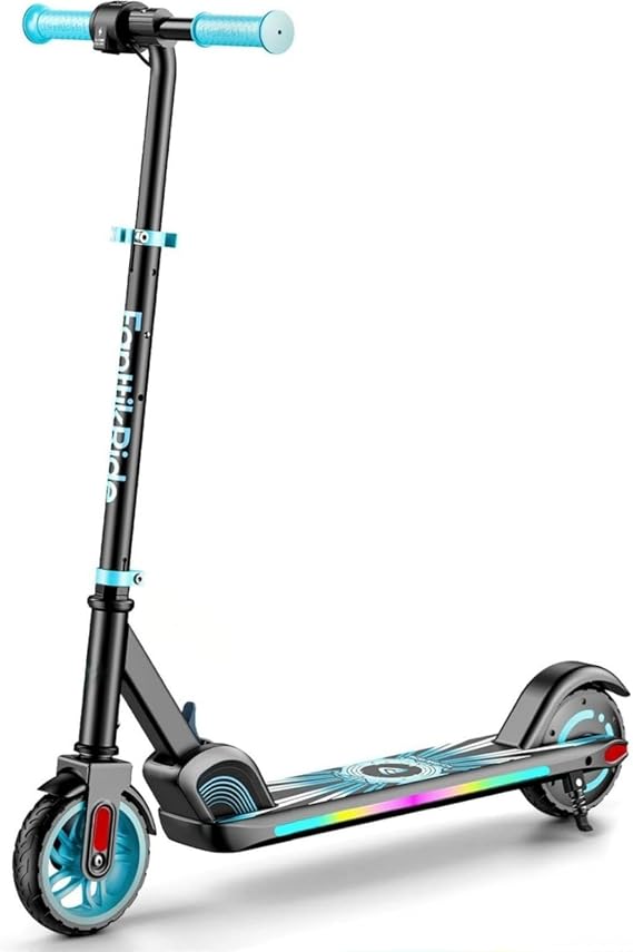 FanttikRide C9 Apex Kids Electric Scooter, Bluetooth Music Speaker, Colorful Light for Kids 8-12, 3.9-5.2 ft, 132 lbs, 5 Miles Range, Up to 40 min Ride Time, 5/8/10 MPH, 3 Adjustable Heights