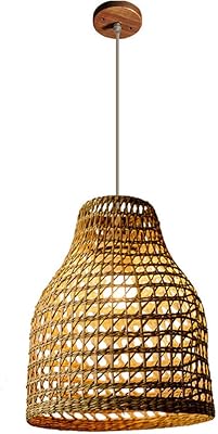 E27 Handmade Wicker Drop Light,Craft Chandelier,Personality Bamboo Woven Pendant Light,Creative Bamboo Hanging Lamp,for Kitchen Island Dining Room Living