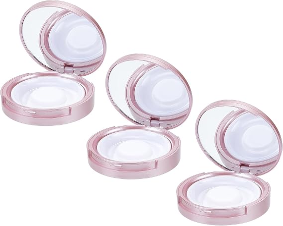 NICENEEDED 3 PCS Circle Eyelash Storage Case with Mirror, Empty Eye lash Storage Cases Travel Lash Box, Round Cosmetic Container for False Eyelash