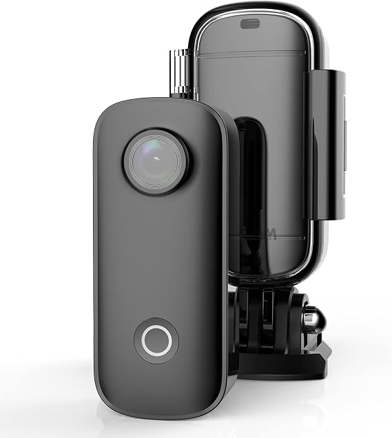 SJCAM C100 Small Thumb Action Camera, 1080P 30FPS Waterproof Sports Video Camera, WiFi Wireless 15MP Imaging with Wearable Accessories for Travel, Sports, Vlog, Weighs 1 oz,(Black)