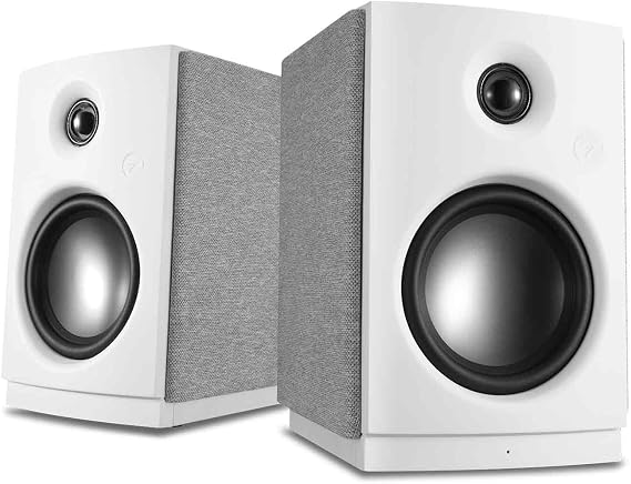 HiVi-Swans OS-10 HiFi Stereo Speakers, Bluetooth 5.0 Active Computer Bookshelf Speakers - 4'' Dynamic Woofer, Powered Desk Speakers 62w RMS with Touch Control for PC/Phone/TV - White