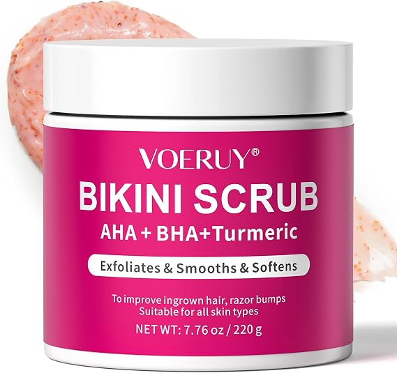 Bikini Area Exfoliator Scrub with 10% AHA+BHA & Turmeric, Body Scrub, 220G