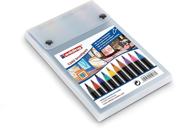 edding 1340 brush tip felt tip pen - set of 10 - colorful, bright, delicate colors - flexible brush tip