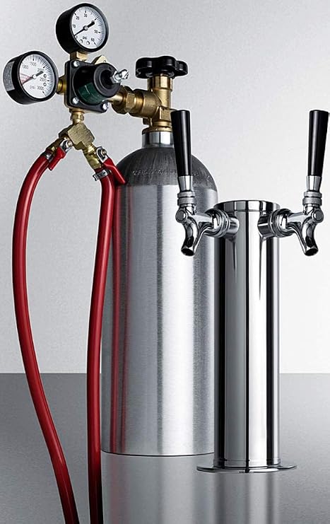 Summit Appliance KitSBC7TWIN 商用承認デュアルタップシステム 5ポンドCO2タンク付き ほとんどのケゲレーターからビールをサーブ可能 商用デュアルタップステンレススチールドラフトタワー付き