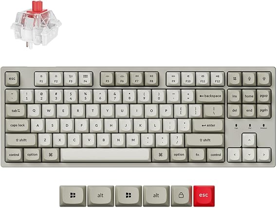 Keychron C1 Pro 8K Wired TKL Custom Keyboard, RGB Backlight, Red Switch
