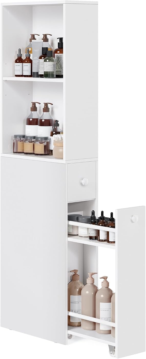 VASAGLE Slim Bathroom Storage Cabinet, Narrow Freestanding, with Drawers