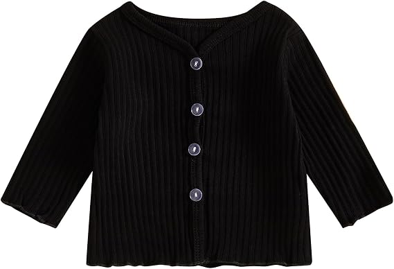 Kids Toddler Girls Lightweight V Neck Cardigan Sweater Long Sleeve Button Down Ruffle Knitwear Casual Knit Sweaters