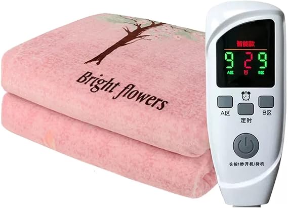Electric Blanket, Electric Mattress Blanket 180x150cm Single Control A/B Zones Heated Underblanket Electric Heated Blanket Warm Comfort Fleece 5 Heat Settings 200x180cm (Color : Pink Size : 180x150cm)