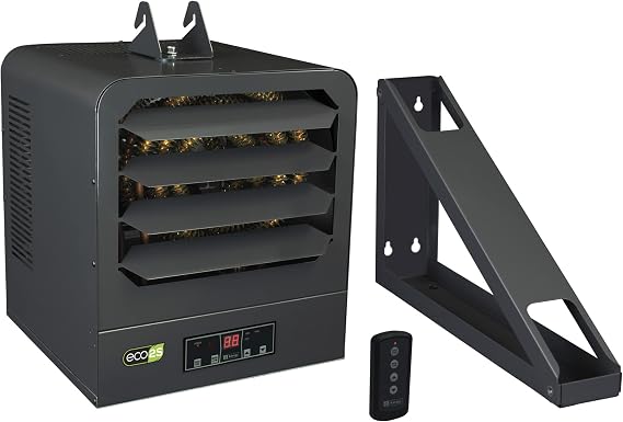 KING KB2410-1-B2-ECO KB ECO2S Garage Heater w/Bracket, Thermostat and Remote Control, 10000W / 240V, Gray