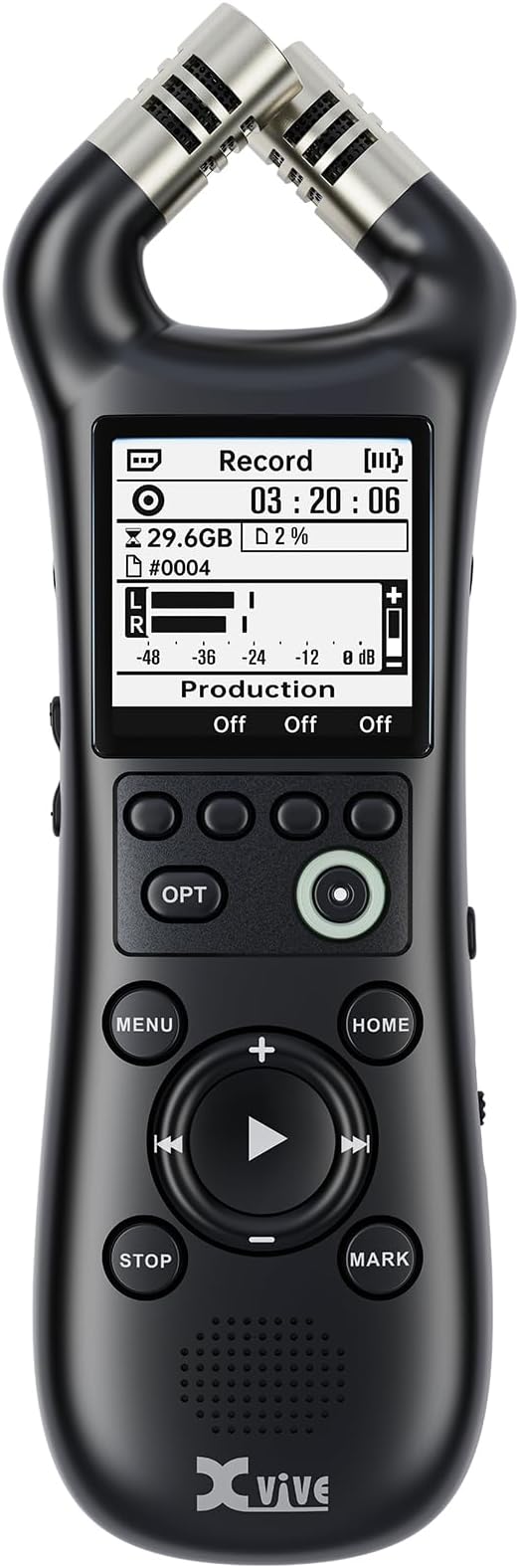 Xvive - XV1-R Digital Handheld Recorder with Integrated Microphones - WAV Recording Mono Stereo