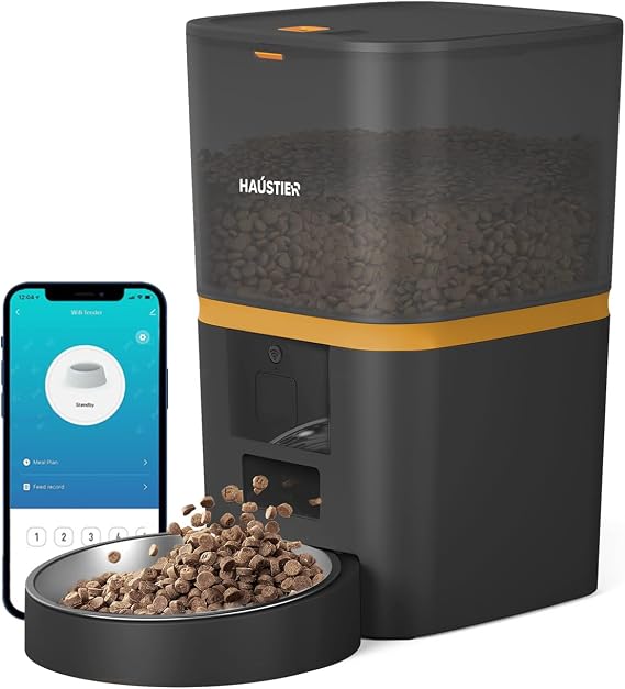 Haustier QQ003 Akıllı Otomatik Kedi Mama Kabı, Tuya App-Wifi Uzaktan Kontrol, 6lt Hazne (Siyah)