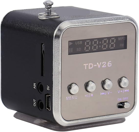 Yoidesu TD-V26 Portable Mini Speaker Music Player FM Radio Battery Powered Mini Digital Display Screen Speaker Music Player for Computer&Cell Phone Support Card and U Disk