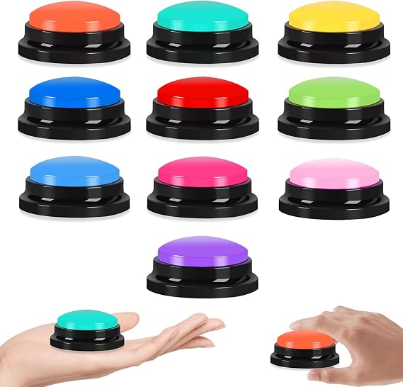 10 Pcs Recordable Answer Buzzers Button Answer Buzzers Game Show Buzzer Recordable Button Perfect for Classroom Team Trivia Games
