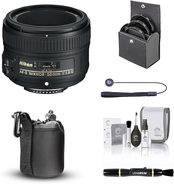 Nikon 50mm f/1.8G AF-S NIKKOR Lens, Bundle with ProOptic 58mm Filter Kit, Case, Cleaner, Cleaning, Cap Tether
