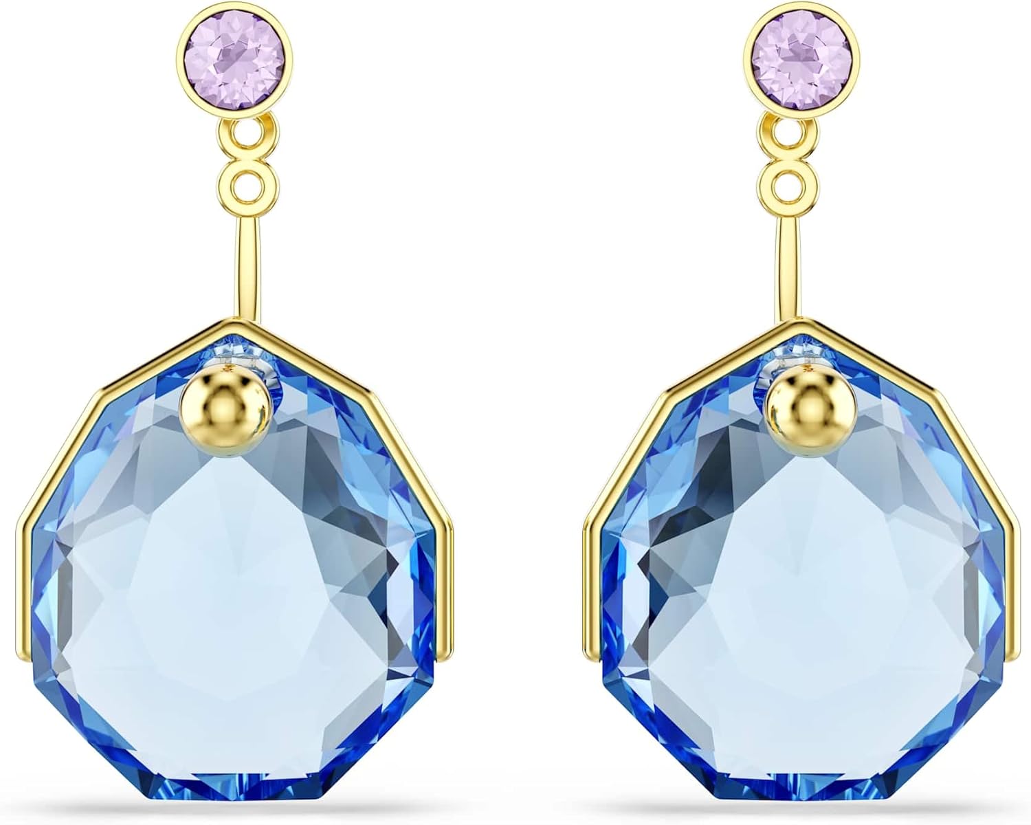 Swarovski Gema Ohrring-Jackets Blau Goldlegierungsschicht