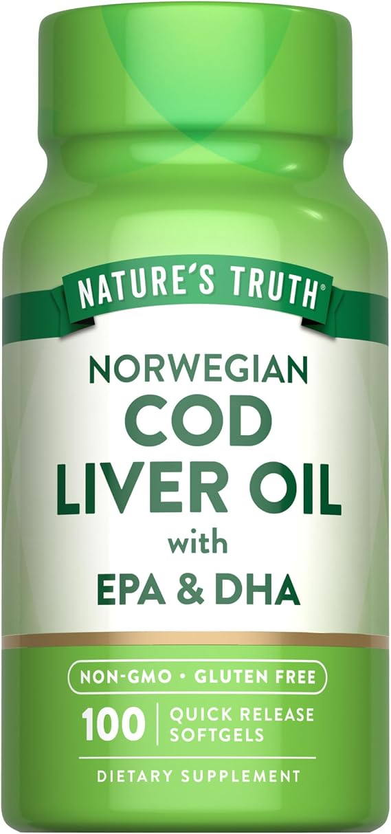 Nature's Truth Norwegian Cod Liver Oil | 100 Softgels | with EPA & DHA