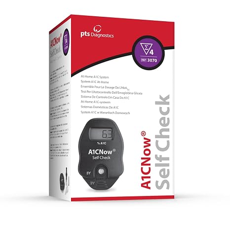 A1CNow SelfCheck, A1C Home Test, Analyzer and 4 Tests, Fast Results | Displays Results in 5 Minutes, For Monitoring Glycemic Control in People with Diabetes, Fingerstick Sample
