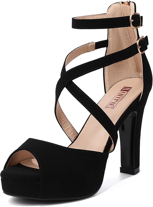 IDIFU IN4 Platform Heels Strappy Chunky High Peep Toe Heeled Sandals