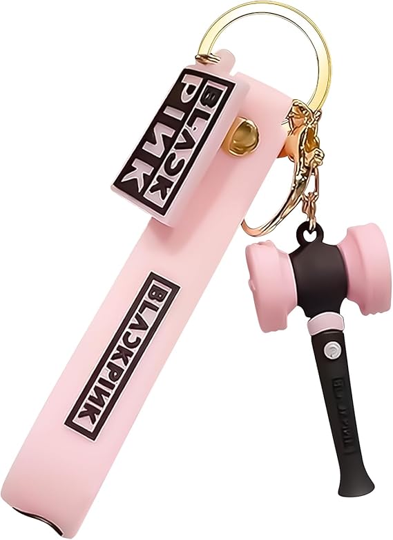 Blackpink Key Chain Pink Key Ring with Blackpink Support Sign Characters for Concert and Support Clubs Accessories