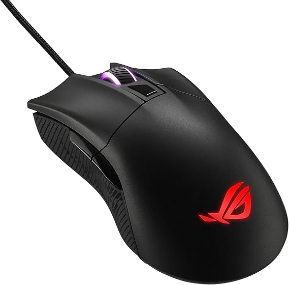 ASUS ROG Gladius II Core Lightweight, Ergonomic, Wired Optical Gaming Mouse with 6200-DPI Sensor, ROG-Exclusive Switch-Socket Design and Aura Sync Lighting Black,90MP01D0-B0UA00