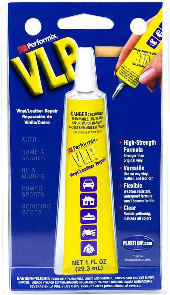 Plasti Dip VLP Clear Vinyl Repair 1oz Tube (61Z09) Flexible Adhesive Sealant for Vinyl & Leather Repair Transparent Finish