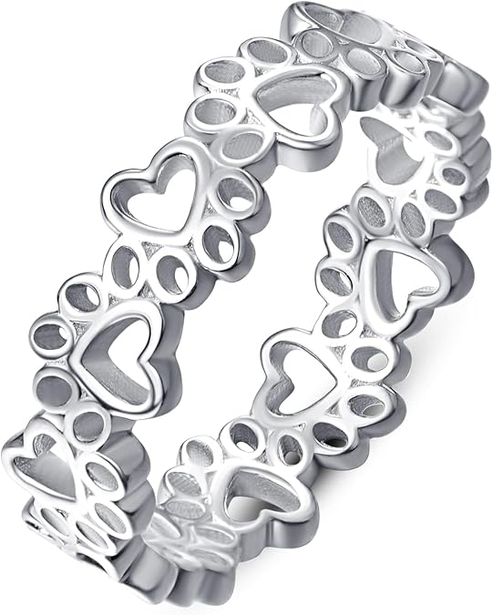PRAYMOS Dog Paw Rings for Women S925 Sterling Silver Cute Cat Puppy Paw Print Ring Stackable Ring Pet Jewelry Gifts Size 5-13