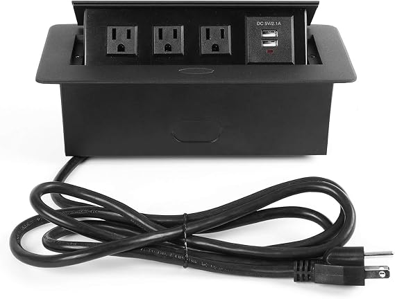 WEBANG Desktop Pop Up Socket with 3 Outlets & 2 USB Ports (Connection Box Desktop Pop Up Outlet)